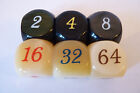 6 grands cubes doubles pour backgammon et chouette. 1,2 pouce (30 mm). GRATUIT P&P UK