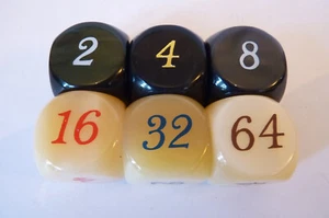 6 Large Doubling Cubes for Backgammon and Chouette. 1.2 inch (30mm). FREE p&p UK - Picture 1 of 8