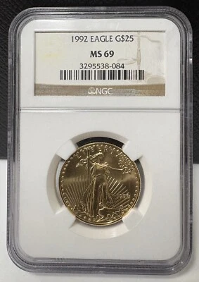 Gold Eagle 1992 $25 1/2 oz NGC MS 69 (084) Foto 1 de 2