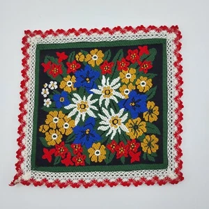 Embroidered Floral Hot Pad Trivet Made in Austria Stapf 100% Cotton Baumwolle - Picture 1 of 7