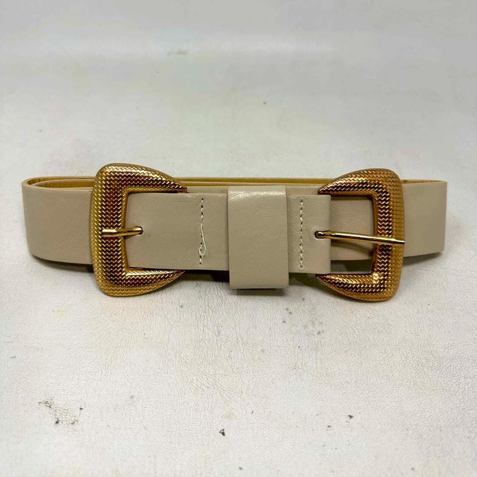 Cinto de couro sintético Le Lis Collection, feminino tamanho 26,5" - Bege/dourado - Imagem 1 de 4