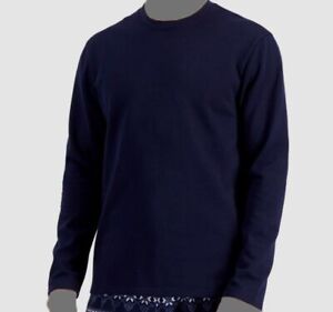 $25 Club Room Men's Blue Solid Fleece Crewneck Pullover Sweater Size S