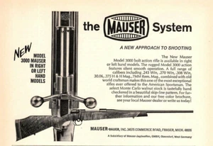 1972 Print Ad Mauser Bauer Model 3000 in right or left Hand Models New Approach - Picture 1 of 1