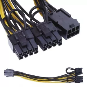 Adaptador de corriente divisor cable en Y PCI-E hembra a doble 8 pines (6+2) macho VGA - Imagen 1 de 6