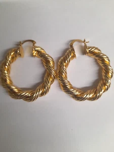 Gold Filled 40mm Chunky Double Rope Style Twisted Hoop Earring - Picture 1 of 2