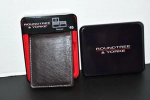 Billetera plegable de cuero Roundtree & Yorke England Passcase en marrón #S15LR520 nueva con etiquetas - Imagen 1 de 3