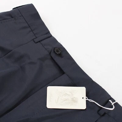 Belvest NWT Pleated Dress Pants Size 50 34 US Solid Blue Wool Blend - Image 1 of 4
