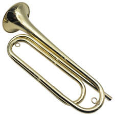 Regiment Bugle-Brass-Key of G/F-Padded Case-Quality 7C Silver Plated Mouthpiece