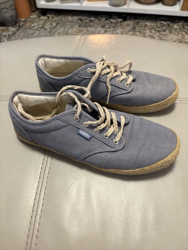 Scarpe da ginnastica basse Vans Atwood da donna blu Espadrille Chambray taglia 9
