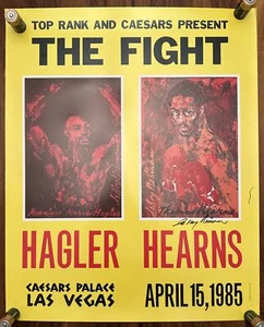 Impresión firmada por Leroy Neiman 25x31 The Fight Hagler Vs Hearns - Imagen 1 de 14