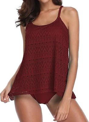 2 Piece Tummy Control High Waist Bikini Tankini Swimsuit Cup B-C Size XL 16 / 18 - Image 1 of 4