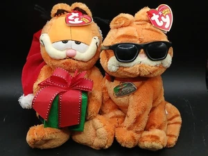 2 NUEVOS 2004 TY Beanie Baby Garfield Cool Cat 6" Gafas de sol de felpa NAVIDAD - Imagen 1 de 1