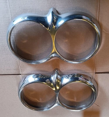58 59 60 Corvette original used headlight bezels chrome trim rings - Image 1 of 4