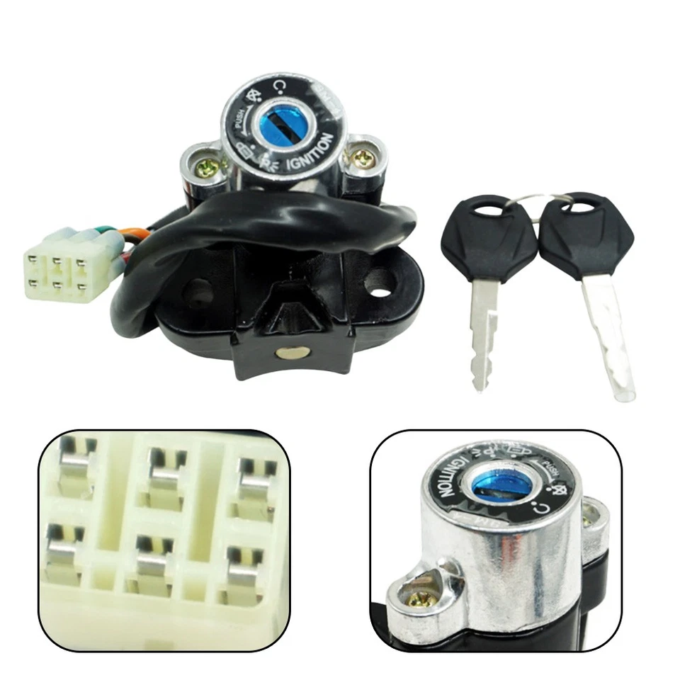 Universal Motorcycle Modified Ignition Key Lock Kit Switch For Kawasaki Yamaha - Imagem 1 de 4