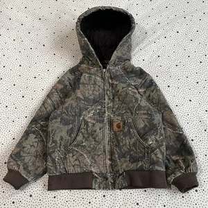 Carhartt Camo Jacket Boys S 7-8 Work Canvas Youth Hooded Coat Skater Outdoors - Picture 1 of 14