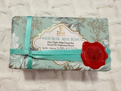ZENI White Musk -Mucs blanc Fine Triple Milled ITALIAN Soap Bar 2 x 7oz - Image 1 of 4