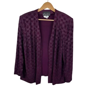 Alex Evenings Open Front Glitter Jacket Blazer Size 18W Metallic Sparkle Formal - Picture 1 of 8