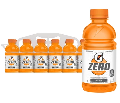 Bebida deportiva Gatorade Zero Sugar, naranja, botellas de 12 oz (paquete de 12) Foto 1 de 4