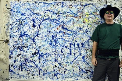 Pollock/Richter style Professional Painting 84”X62” (7 Foot) Abstract Modern XL - Image 1 of 4