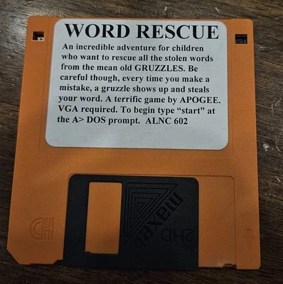Word Rescue PC Game Retro Floppy Disc - Image 1 of 2