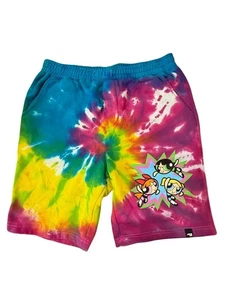Powerpuff Girls Men's Tie-Dye Fleece Shorts Without Drawstring NWT - Picture 1 of 6