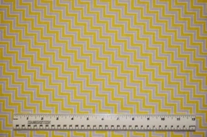 Henry Glass Diagonal Yellow and Gray Chevron By the 1/4 yard cotton fabric - Picture 1 of 2