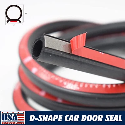 Universal Car Rubber Seal Strip D-Shape Door Seal Weather Strip 30ft - Image 1 of 4