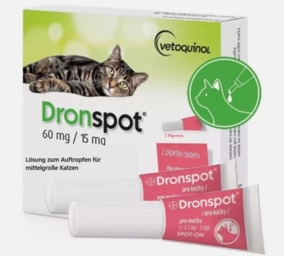 VETOQUINOL 🐱 DRONSPOT Entwurmungstropfen für Katzen mit einem Gewicht von 2,5 kg bis 5 kg
