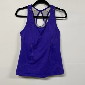 Athleta Racerback Compression Tank Womens Size L Purple Floral Built In Bra - Picture 1 of 13