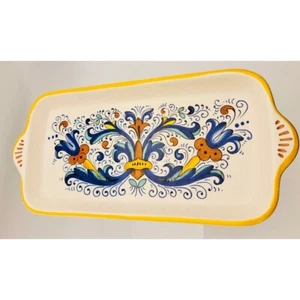 Nova Deruta Rectangular 11x5 Serving Italy ceramic Platter Ricco Design Set 3 - Picture 1 of 7