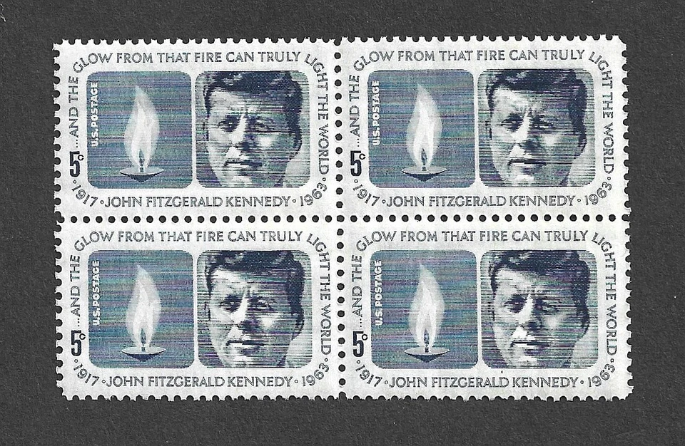 US STAMP 1246 block of 4 JOHN F. KENNEDY 5c  BLUE MINT NH OG FREE SHIP - Image 1 of 1