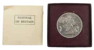 1951 GREAT BRITAIN UK - 5 SHILLINGS - FESTIVAL OF BRITAIN - BU -ROYAL MINT w COA - Picture 1 of 12