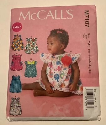 McCall's 7107 Pattern SZ  NBN-XLG  EASY Gathered Rompers Tulip Overlay UNCUT - Image 1 of 4