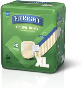 Medline FitRight OptiFit Ultra Adult Briefs with Tabs, XL, Unisex, 40 Count - Picture 1 of 4