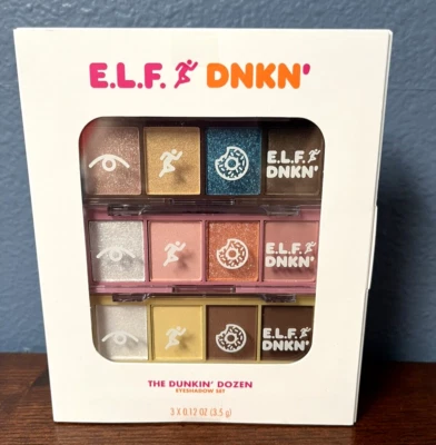 ELF x DNKN The Dunkin Dozen Eyeshadow Palette Set 12 Shades SEALED LIMITED ED  - Image 1 of 4
