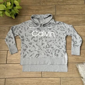 Calvin Klein Cowl Neck Sweater Gray- Leopard Size S - Picture 1 of 3