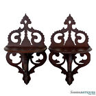 Antique Eastlake Victorian Mahogany Fretwork Carved Wall Hanging Shelf's - A Pai