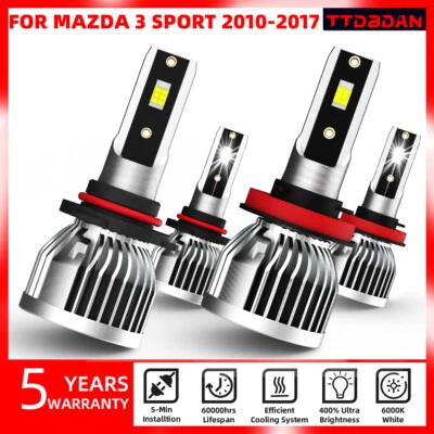 For Mazda 3 Sport 2010-2017 LED Headlight Bulbs Kit 9005 H11 High Low Beam - Image 1 of 4