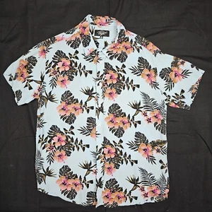 Eighty Eight Brand Hawaiian Shirt Mens Sz XL Blue Pink Floral Viscose Button Up - Picture 1 of 6