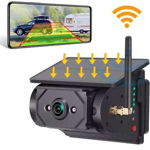 1080P Magnetic Solar Wireless Backup Reverse Camera 9600mAh for RV Trailer Truck - Picture 1 of 16