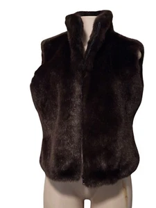 Cejon Brown Faux Fur Full Zip Vest Women's Size Large EUC! - Picture 1 of 9