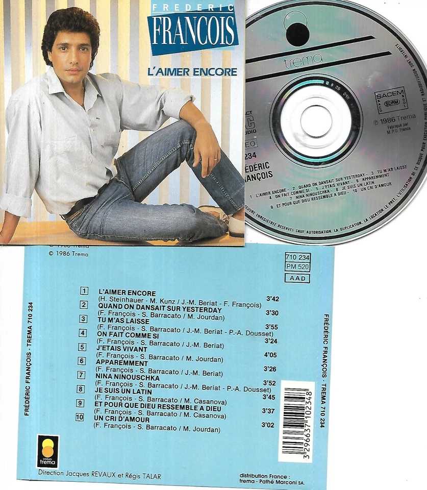 CD FREDERIC FRANCOIS L'AIMER ENCORE 10T original 1986 trema rare  (sans boitier) - Photo 1/1