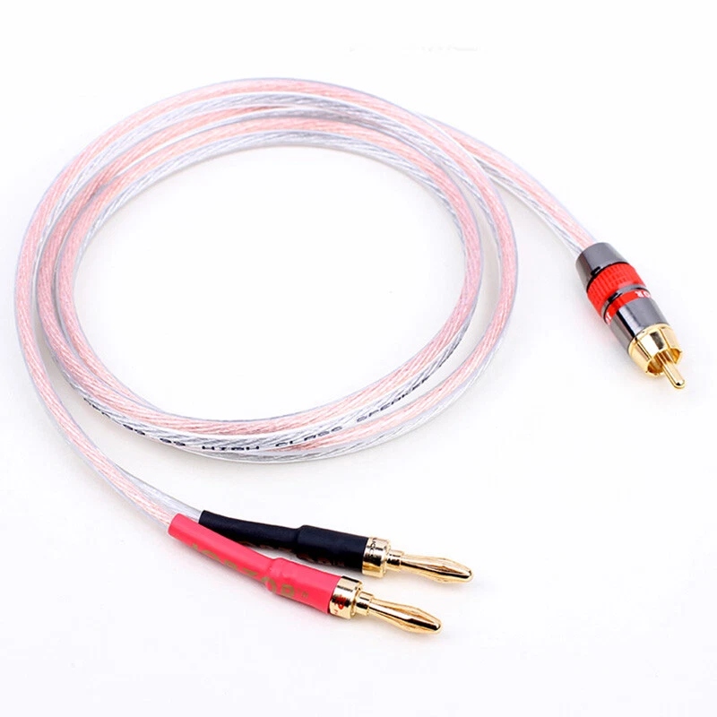HiFi Speaker Cable Dual Banana to RCA Single Audio Cable RCA to 2 banana Plug - Image 1 of 4