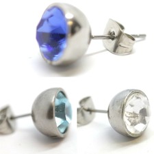 Ear Studs Earrings Hypo Allergenic CZ Crystal 10mm Pair