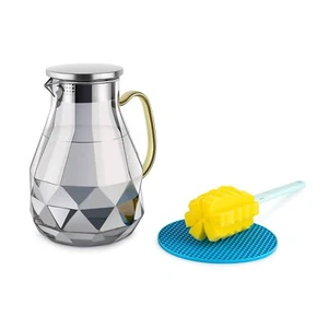 Glass Carafe With Lid 1.8 Liters Hot & Cold Beverage Container.gunmetal - Picture 1 of 7