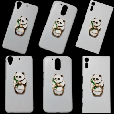 For Phones 3D Cute Panda Finger Ring Stand Holder White Back Hard Skin Case - Image 1 of 4
