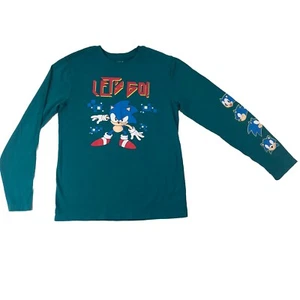 Sonic the Hedgehog T-Shirt Boys Size XXL 18 Green Blue Red Long Sleeve Graphic - Picture 1 of 10