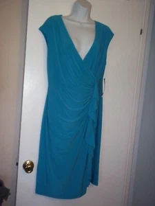 Black Label Evan Picone  May Caribbean Cocktail Faux Wrap~Sleeveless Dress~SZ 16 - Picture 1 of 7