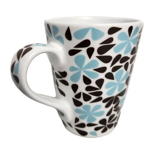 Jonathan Adler Barnes & Noble Coffee Mug Tea Cup Brown & Blue Floral Print - Picture 1 of 6
