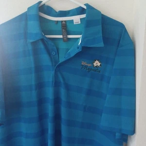 Adidas Disney Magnolia Blue Stripe Short Sleeve Polo Shirt Mens Size XL - Picture 1 of 2